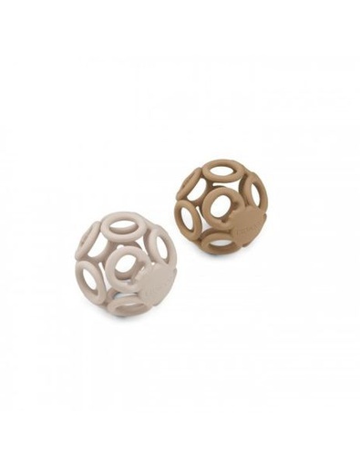 LIEWOOD - Pack de 2 balles de dentition en silicone - Sandy / Oat Mix