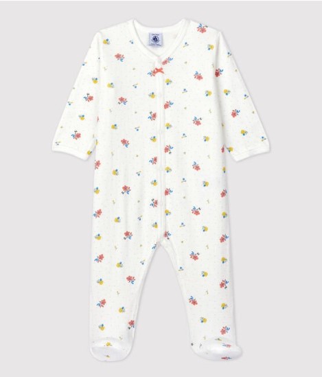 Petit Bateau - Pyjama fleuri avec pieds en coton