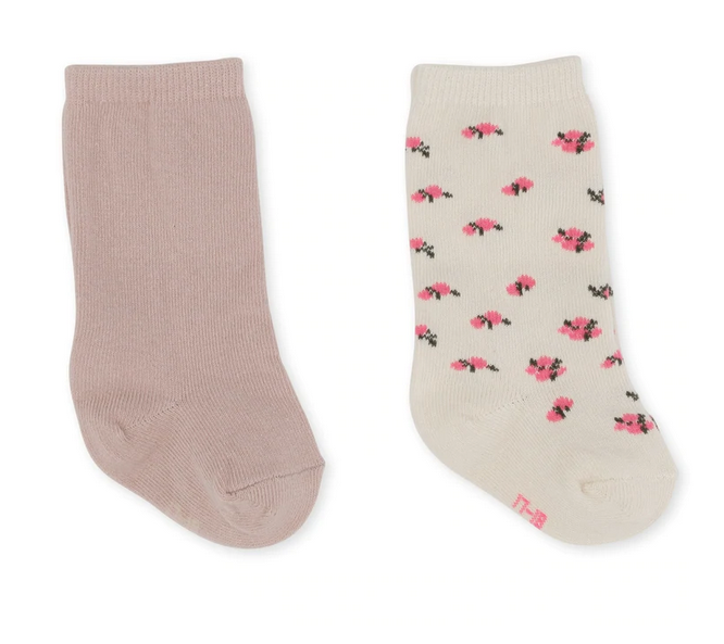 Konges Slojd - Paires de chaussettes jacquard aux genoux - Rose smoke