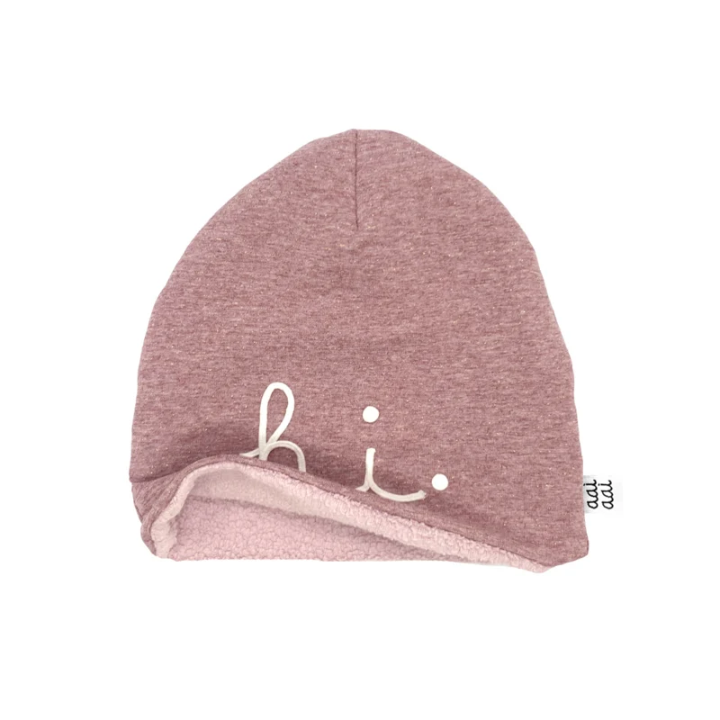 Aai Aai – Bonnet hiver en coton doublé – Rose chiné